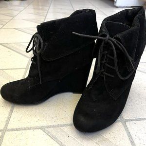 Black Suede Wedges Size 7 US